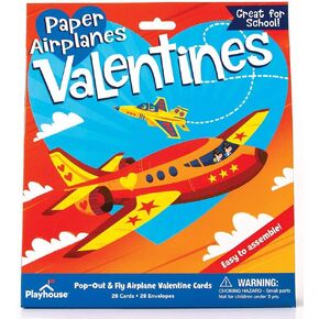 Playhouse Pop Out Paper Airplanes 28 Card Super Valentine Exchange Pack للأطفال