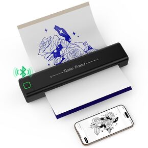 Newyes Tattoo Stency Printer Wireless Portable Tattoo Printer Kit Thatal Tattoo Machine لفناني الوشم والمبتدئين ، طباعة واضحة ، متوافقة مع الهاتف المحمول ، وسادة ، الكمبيوتر الشخصي