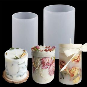 2 Sizes Cylinder Candle Molds for Candle Making Silicone Candle Molds Pillar Candles Resin Mould Epoxy Resin Casting Molds for DIY Aromatherapy Candles, Wax, Soaps, Polymer Clay