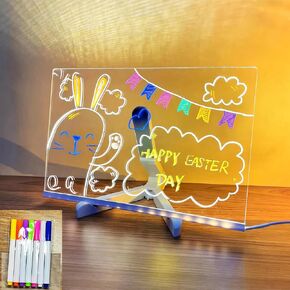 LED Writing Board for Kids, 11.8" x 7.9" Light Up Dry Erase Board with Stand, DIY Message Board with 7 Colors Pens
