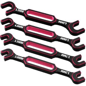 4PCS RC Wrench 3.0/3.2/3.5/3.7/4.0/5.0/5.5/6.0mm Turnbuckle Nut Ball Joint Remover RC Repair Tool for RC Crawler Car Boat RC Drone Upgrade Parts (Red)