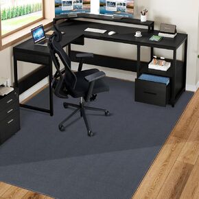 Chair Mat for Hard Floors, QQpony 63" x 51" Office Chair Mat for Hard Surface, Area Rug for Living Room, Protector Floor Rug Mat for Home Office (Black)