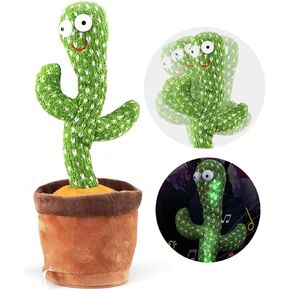 Dancing Cactus Talking Toy,Wriggle Singing Mimicking Cactus,Repeat What You Say,Sing,Dance,Recording,LED(120 Songs)