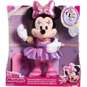 Just Play Minnie Disney Junior Mouse Sing and Dance Butterfly Ballerina Lights and Sounds Plush, Sings Just Like a Butterfly, Kids Toys for Ages 3 Up