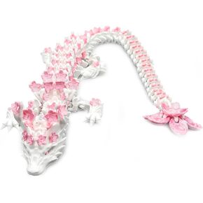 3D Printed Cherry Blossom Crystal Dragon Articulated Movable Model 12 Inch Decorative Fantasy Dragon for Display and Gift