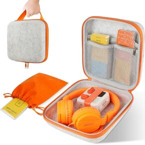 Travel Case for Yoto Mini (2024 Edition), Hard Carrying Case with Odor-Free Felt Fabric for Childen, Accessories kids Audio Music player, Headphones & Up To 120 Audiobook Cards, Gray
