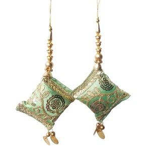 Handmade Latkan Ethnic Decorative Hanging Sewing Tassel Latkans for Women Saree and bloouse (Light Green)