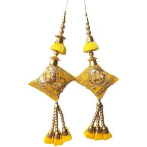 Lehenga Latkan for Women Saree Latkan Handmade Ethnic Decorative Hanging Sewing Tassel Beaded latkan for Lehenga Saree Blouse (Yellow)