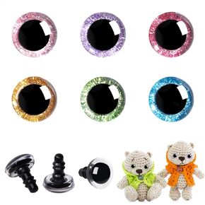 MUCUNNIA 120pcs 18mm 3D Glitter Plastic Safety Eyes for Amigurumi Trapezoid Craft Crochet Doll Eyes with Washers Stuffed Animal Eyes for DIY of Puppet, Bear Animal Halloween Decorations(6 Colors)