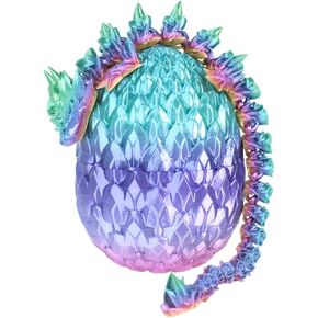 3D Printed 12inch Rose Dragon with Egg Dinosaur Christmas Fidget Toy Gifts for Adults Easter Eggs Basket Stuffers (12" Rose Dragon with Egg)
