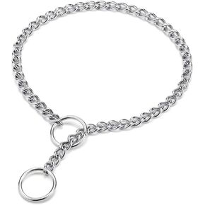 Mogoko Stainless Steel Dog Choke Chain Collar, Puppy Metal P Chain Slip Collar Pet Training Walking Choker(2.0mm;14.0 Inch)
