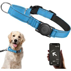 AirTag Dog Collar - Martingale Collar for Dogs, Reflective, Heavy Duty, Comfortable Padded, Adjustable Martingale Air Tag Dog Collars Fit Medium Large Dogs (Pink, L)