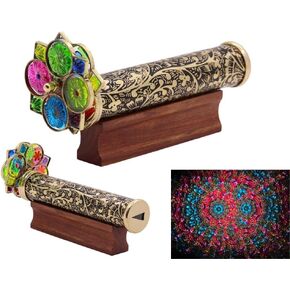RII Handmade Giant Trigon Flower Brass Kaleidoscope Discover The Stunning Visuals Include Hardwood Base-A Great Gift for Collector