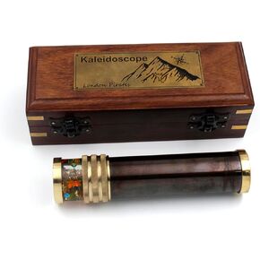 Handcrafted Brass Kaleidoscope in Gift Box, Vintage Antique Design, 3D Mirror Lens, Ideal Gift for Adults- Birthday, Special Valentine's Day Gifts for Men & Women