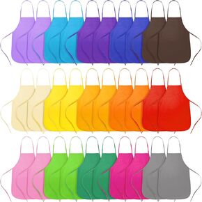 DEAYOU 30 Pack Kids Painting Apron, 15 Colors Non Woven Children Fabric Artist Aprons, Colorful Kids Art Smock for Home, Kitchen, Classroom, Community Event, Party, Crafts and Art Painting Activity