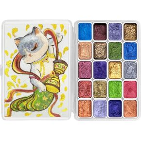 Mini Forestry Shifting Watercolor Painting Set, 20 Color Shifting Watercolor Paint Set, Shimmer Metallic Watercolor Paints Set, Glitter Watercolor Paint, Solid, DunHuang Style