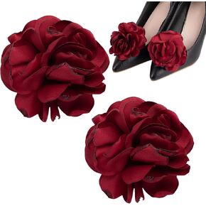 Framendino, Handmade Flower Shoes Clips Rose Flower Shoes Charms Decoration Fabric Rose Wedding Shoes Buckles for High Heel