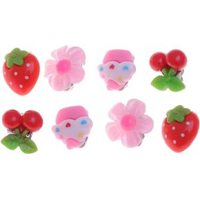 KESYOO 4 Pair Princess Jewelry for Girls Piercing Jewelry Earrings for Princess Ear Studs Pretend Party Strawberry Ear Clip Clip-on Earrings Fruit Clip Ear Drops Birthday Present