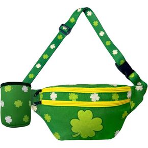 St Patricks Day Fanny Packs with Drink Holder Green Belt Bag Waist Bag St Patricks Day Accessories for Women Men