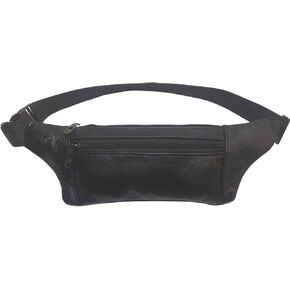 Genuine Leather Slim Lightweight Vintage Fanny Pack Sling Bags with Key Ring Strap, Minimalist Adjustable Strap Travel Zipper Pockets Crossbody Daypack, Cowhide Leather Waist Backpack (Coffee Brown)