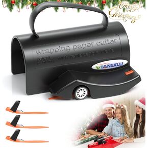 Wrapping Paper Cutter, Gift Wrap Cutter with 3 Replaceable Blades, Wrapping Paper Cutter Slider, Gift Wrap Cutter Tool for Holiday Gift Wrapping Paper Roll Cutter for Birthday Christmas