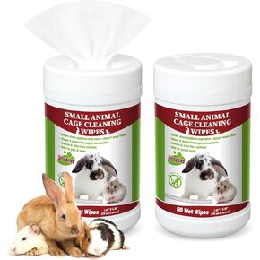 2 Pack Small Animal Cage Wipes 120 Count Small Animal Cage Clean up Wipes Removes Stubborn Caked-on Hamster Cage Cleaner for Pet Bunny Supplies Cleaning Deodorizing