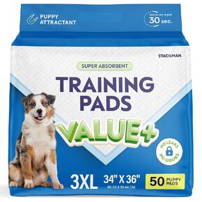 وسادات الكلاب كبيرة الحيوانات الأليفة PEE PODS للكلاب والتدريب جرو 34 "× 36" منصات القعادة للكلاب [50-Count] الكلاب المقاومة للتسرب والجرو-السطح السريع-السطح الشاق للواجب القابل للتصرف في Wee Pad Pad Pad