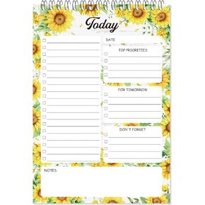 Gueevin Sunflower Gifts To Do List Notepad 8.7 x 6 Inch Big Note Pads 50 Sheets Spiral Work Planner Reminder Christmas Party Gifts for Desk Accessories Office Supplies Women Men Friends