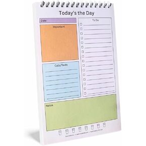 To Do List Notepad: 100 Lists, 5.5 x 8.5" Spiral Daily Planner Notebook - Task Checklist Organizer Agenda Pad for Work, Home & School, Note Organization ToDo Notepad to Manage Daily Tasks, Minimalist