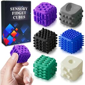 Fidget Cube Toys Adults Textured Silicone Sensory Cubes for Autism ADHD Kids Teen Mini Office Desk Quiet FidgetsToys Silent Small Calming Down Corner Stress Tools Anxiety Relief Toy for Classroom