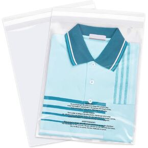9" x 12" (500 Count) Self Seal Clear Poly Bags with Suffocation Warning for Packaging, Shipping, Clothing, Shirts & FBA - Resealable Adhesive
