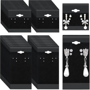 Tondiamo 200 Pcs Black Velvet Plastic Display Cards for Earrings 2'' x 2'' and 2'' x 4'' Earring Cards for Selling Earring Display Cards Holder Bulk for Earrings Ear Studs Jewelry Accessories