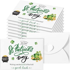 Kosiz St. Patrick's Day Party Favors Saint Paddy's Day Lottery Ticket Holders Irish Lottery Ticket envelopes Happy St. Patrick's Day Gift Card envelopes with Heart Shaped Clasp for Party (50 Pcs)
