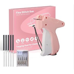 Stitchy Gun for Clothes - Handheld Stitch Gun Quick Clothing Fixer - Tagging Gun - Includes 5 Needle, 1000 Black Fasteners & 1000 White Fasteners (Pink)