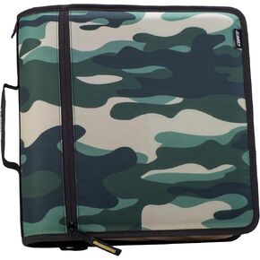 Case-it Mighty Zip Tab Zipper Binder, 3" O-Ring with 5-Color tabs, Expanding File Folder and Shoulder Strap and Handle, D-146-P Mountains
