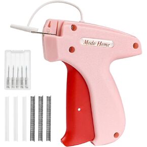 Stitching Gun for Clothing Kit, Modo Home Fine Stitch, 1 Stitch Quick Clothing Fixer with 6 Micro Needles and 5000 Micro Fasteners(2500 Black & 2500 White), Sewing Quilting Gun Pink