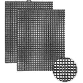 2 PCS 7 Count Plastic Mesh Canvas, 10.5 X 13.5 Inch Embroidery Knit Crochet Eye Mesh, for Embroidery, Acrylic Yarn Crafting, and Make Dividers (Black)