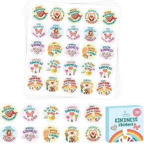 Decorably 1,100 Kindness Stickers for Kids Bulk - 44 Sticker Sheets Be Kind Stickers, Classroom Activities, Positive Reinforcement, Arts & Crafts, Scrapbooking, Gift