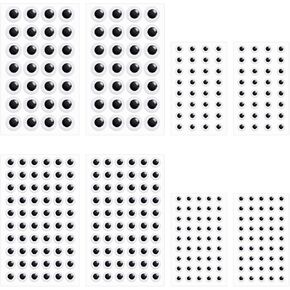 Googly Eyes, 8 Sheets Assorted Sizes Self Adhesive Googly Eyes for Crafts Black White Wiggle Eyes Samll Googly Eye Stickers for DIY Crafts Scrapbooking Decoration Doll Making (8mm, 10mm, 12mm, 18mm)