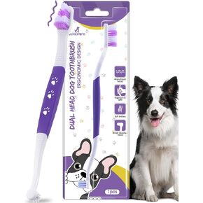 Dog Toothbrush - Dual Head Tooth Brush Newly Upgraded 60° Wavy Brush Head - Surrounds Teeth Like a Cloud for Dental Care and Cleaning - Suitable for Large/Medium and Small Dogs (Small Head End)