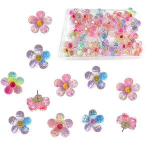 30 pcs Flower Push Pins Cute Push Pins Colour Flower Decorative Thumb Tacks for Bulletin Boards Cork Boards Cardboard Hanging Photo Wall, Feature Wall,Map,Home or Office