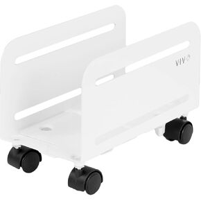 VIVO Computer Tower Desktop ATX-Case, CPU Steel Rolling Stand, 4.7 to 8.2 inch Wide Adjustable Mobile Cart Holder with Locking Caster Wheels, Gaming PC Holder, White, CART-PC01W