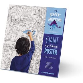 Crocodile Creek Giant Coloring Poster for Kids Ages 4-8 and Up - Day at The Museum Themed Large Coloring Poster - 44" x 33" - Family Christmas Crafts and Activities