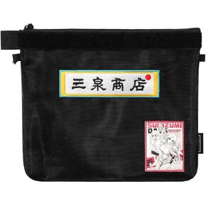 Storage A11 & Sunizumi Shoten Collaborative EDC Organizer Pouch: Manga-Style Semi-Transparent Mesh Bag for Digital Tool Organization (Black)