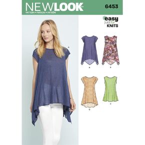 NEW LOOK Patterns Misses' Easy Knit Tops A (6-8-10-12-14-16-18) 6453