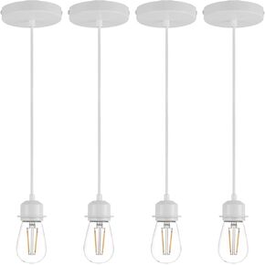4 Pack Vintage Pendant Light Kit, Farmhouse E27 Base Industrial Lamp Lantern Socket Canopy Kit Cord Holder, DIY Hanging Light Ceiling Lighting Fixture for Kitchen Island Corridor Bar Cafe