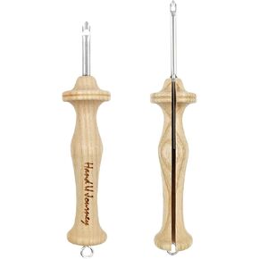 Hand U Journey 8# Fine & 10# Regular Size Beech Wood Handle Punch Needle Rug Hooking Tool Sets-with Oxford Open-Side Design