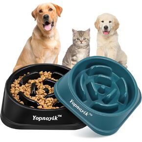 2 Pack Slow Feeder Dog Bowls for Healthy Eating, Non-Slip and Anti-Choking Design, Reduces Bloating & Overeating for Small & Medium Dogs and Cats, Easy to Clean