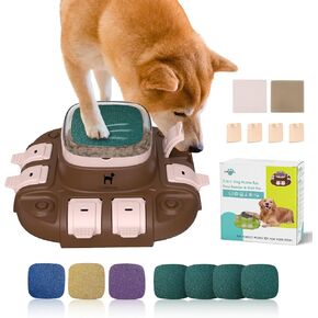 Interactive Dog Toys, ClariVory Slow Feeder Dog Bowls, Dog Nail File & Dog Puzzle for Mental Stimulation, Customizable Food Dispensing, Dog Enrichment Toys to Keep Them Busy, Puppy Toys, Brown
