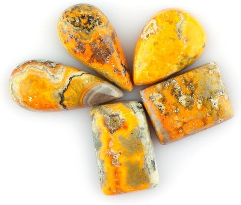 CRYSTALIS 5pcs Natural Cherry Creek Jasper Loose Gemstone Wholesale Bulk Cabochons Jewelry Making Supply, Chakra & Healing Polished Stones, Wire Wrapping, DIY, Gem Collection, 15mm+ in Kuwait